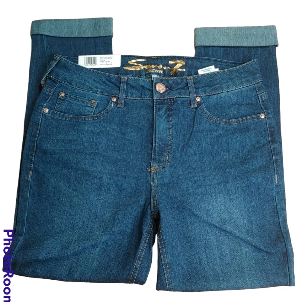 Seven7 Weekend Slim Fit High Rise Straight Leg Blue Denim Jeans Nwt